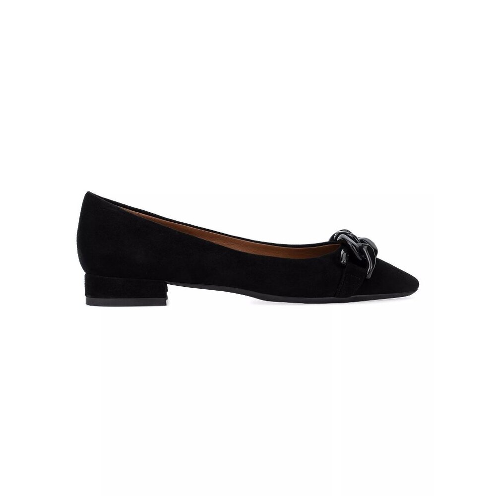 🆕 AQUATALIA Palina Pointed Toe Chain Loafer Flat Shoes 8 Black - Picture 2 of 12